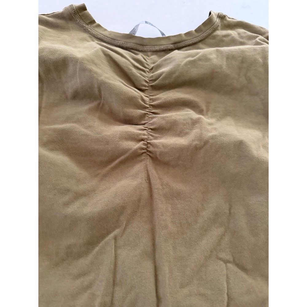 Athleta Organic Cotton Ruched Long Sleeve Top Olive Green XL 869159 - Picture 7 of 8